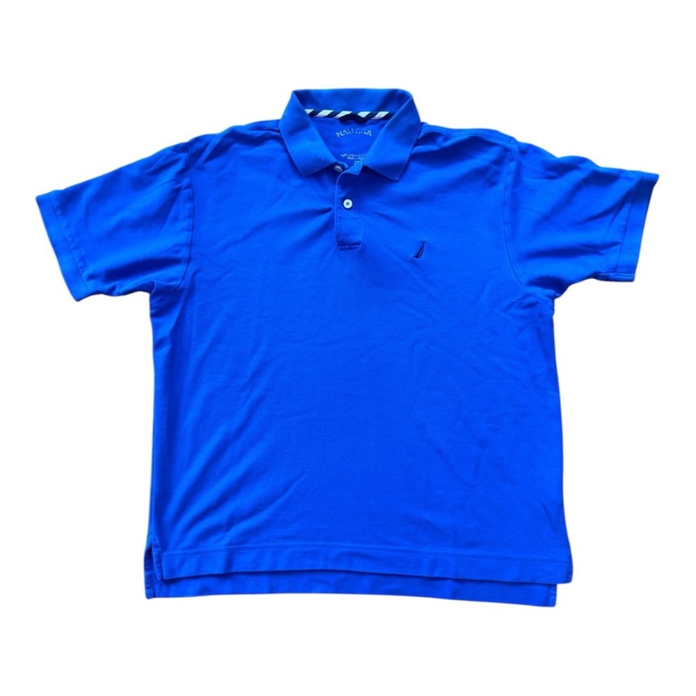 Nautica Men’s Medium Royal Blue Classic Collard Polo Shirt READ
